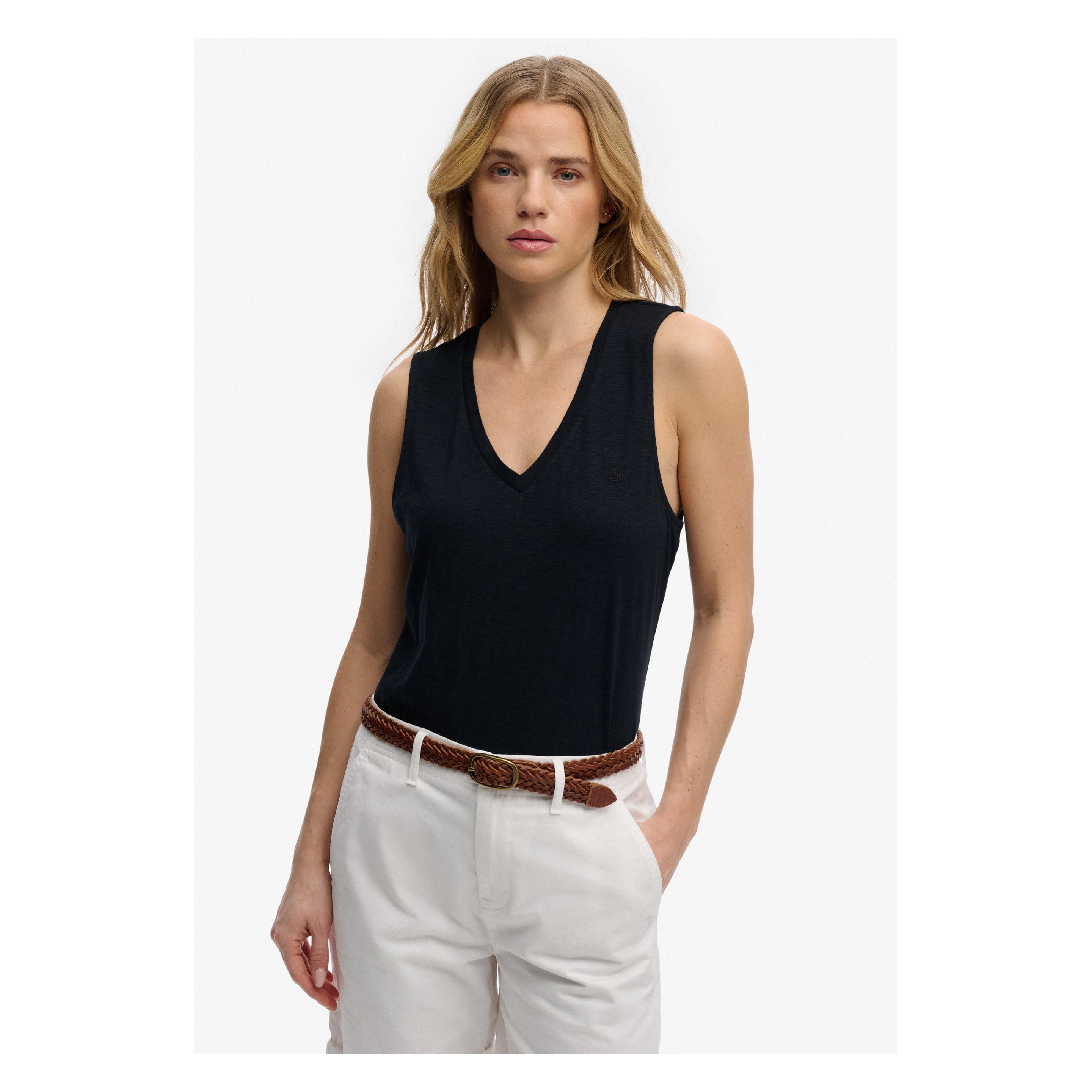 Superdry, Damen, Shirts, Studios V-Ausschnitt Top, Blau, (38)
