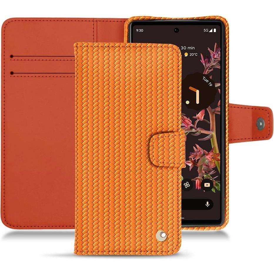Noreve Lederschutzhülle Wallet (Google Pixel 6), Smartphone Hülle, Orange