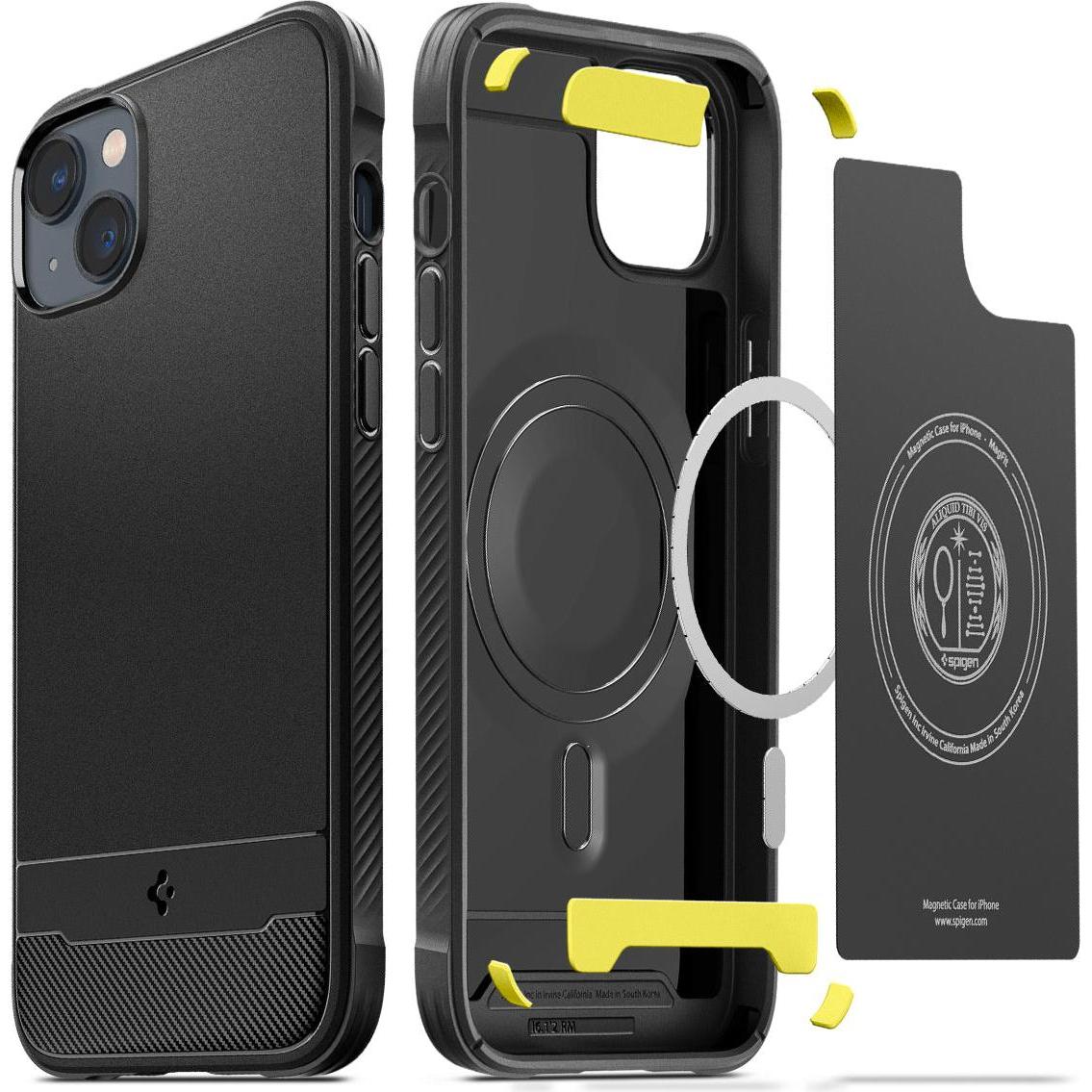 Spigen Rugged Armor Mag Magsafe iPhone 14 case - Black (Apple iPhone 14), Smartphone Hülle, Schwarz