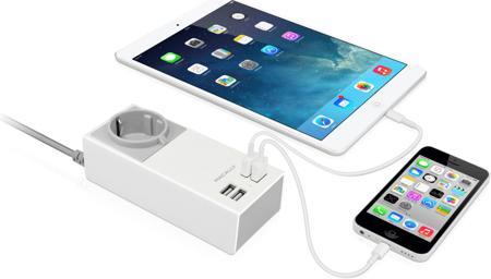 Image du produit Macally Unistrip2 Gris, intérieur blanc (4 ports)