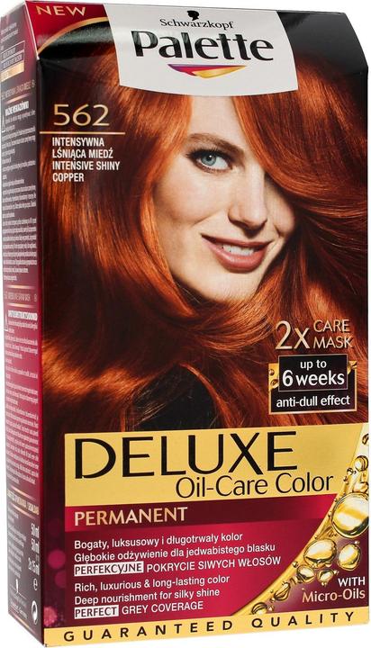Immagine prodotto Palette Tintura per capelli Deluxe Oil-Care Colorazione permanente a base di micro-olio 562 Rame brillante (562 Rame brillante intenso)