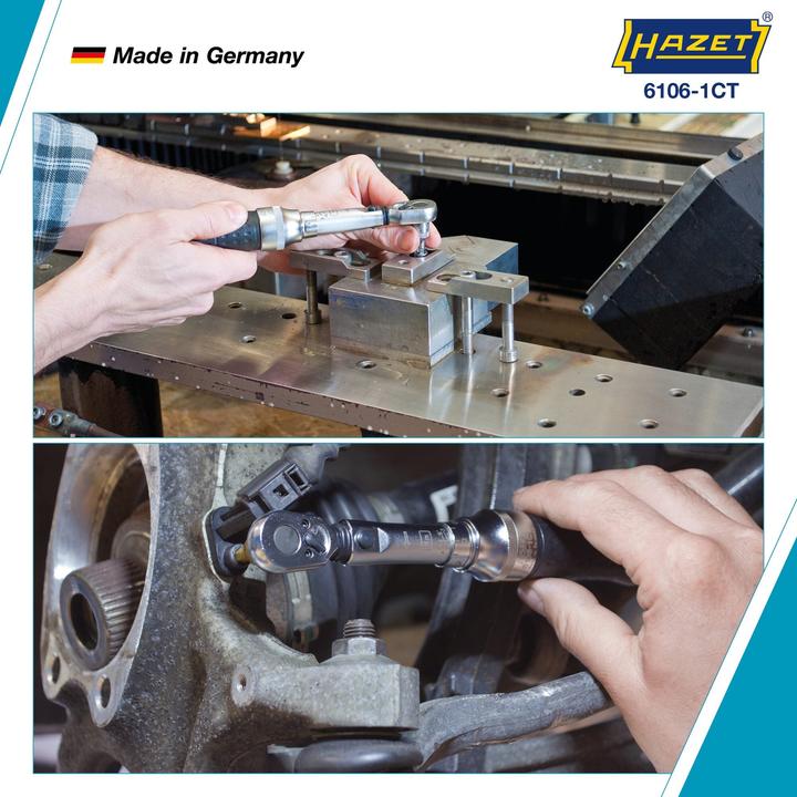 Produktbild HAZET Drehmoment-Schlüssel 6106-1CTCAL - Toleranz: 4% - Vierkant massiv 6,3 mm (1/4 Z (1/4", 1 Nm, 6 Nm)