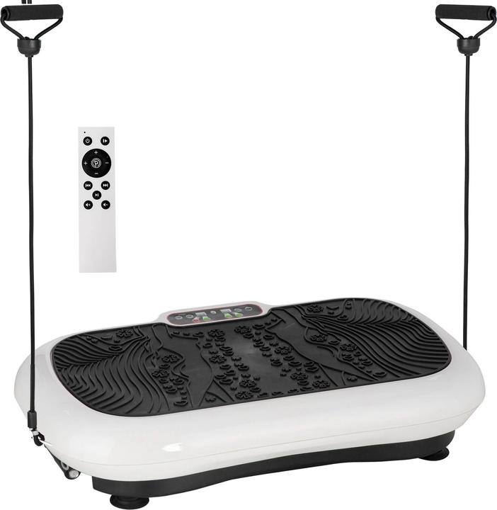 Swisshandel24 Plaque vibrante avec 2 bandes de fitness 99 niveaux de vibration 120 kg de capacité de charge