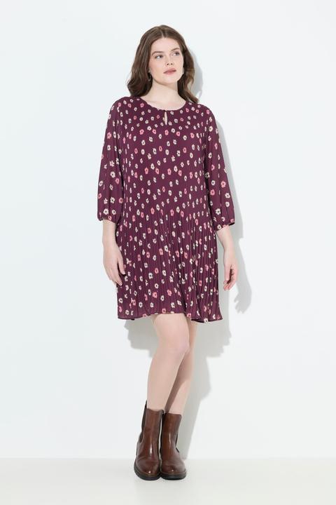 Produktbild Ulla Popken Plisseekleid, Blüten, doppellagig, Rundhals, 3/4-Arm (54)