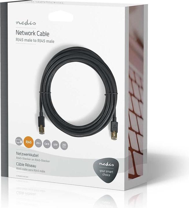 Actual product image Nedis Cat 6 cable- RJ45 8P8C male-- F/UTP- 20.0 m- round- (F/UTP, CAT6, 20 m)