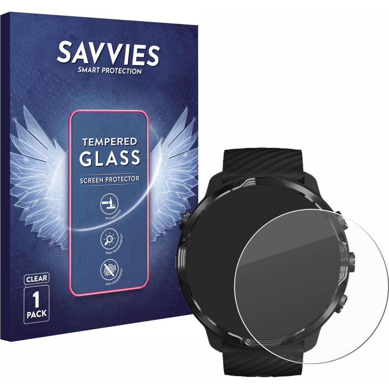 Savvies Panzerglas Hartglas Displayschutz, Smartwatch Schutzfolie, Transparent