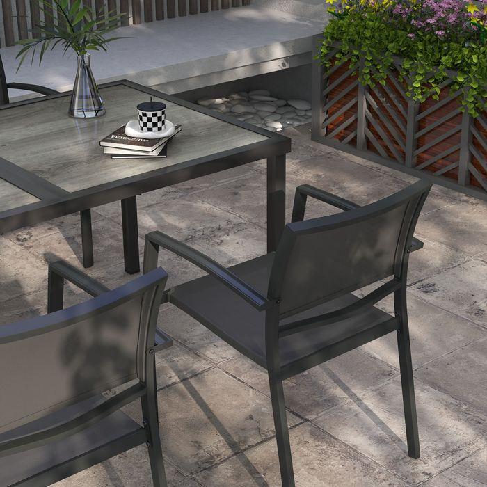 Produktbild Swisshandel24 5 tlg Sitzgruppe Gartenmöbel Set, Mesh Dunkelgrau (150 cm)