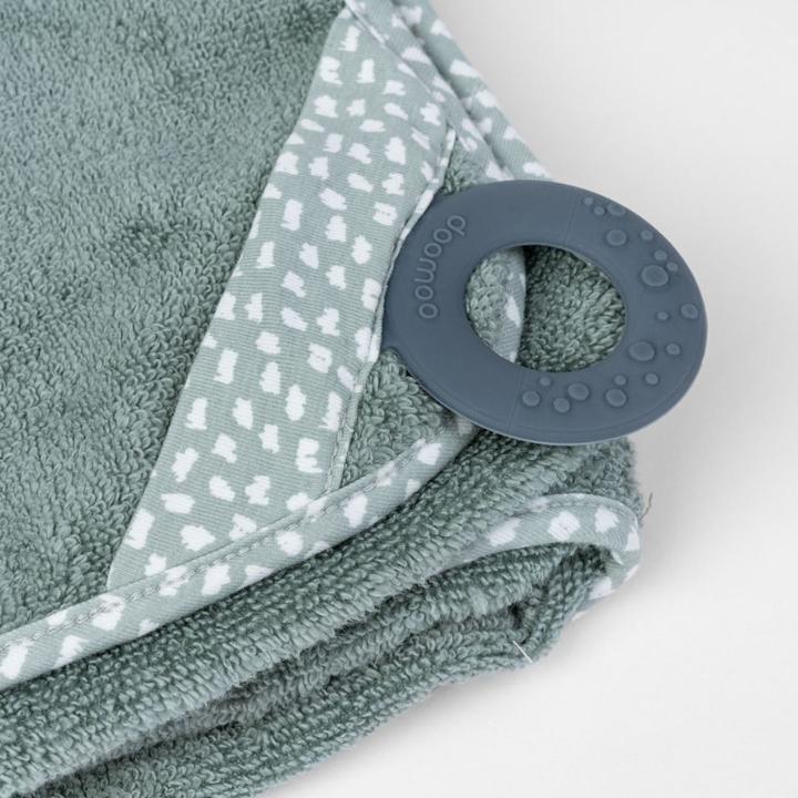 Image du produit Doomoo Dry'n Play baby towel with teething ring, green