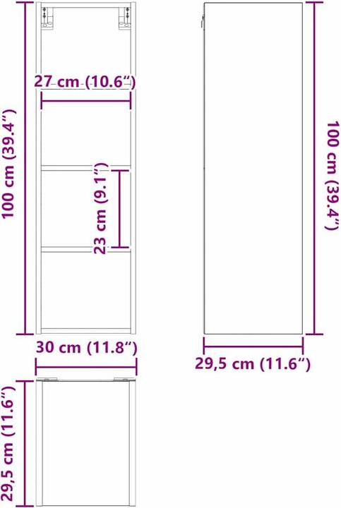 Produktbild vidaXL Küchenaufbewahrung (29.50 x 30 x 100 cm)