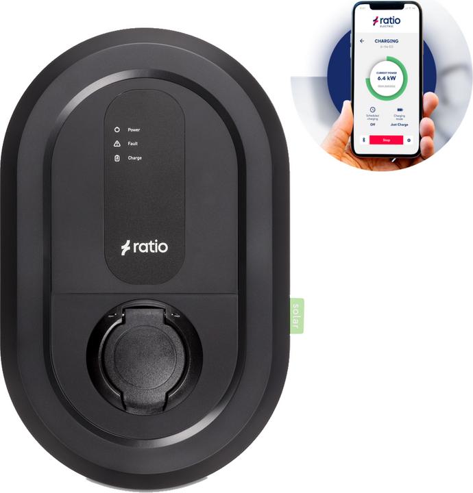 Actual product image Ratio Electric Ratio Solar 11-22kW, type 2 socket, WLAN/LAN/BT (Type 2, 22 kW, 32 A, Hard wired)