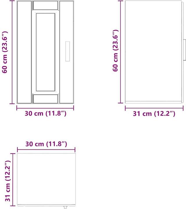 Immagine prodotto VidaXL Parete attrezzata per cucina Porto White Parete attrezzata in legno Cucina (30 x 31 x 60 cm)