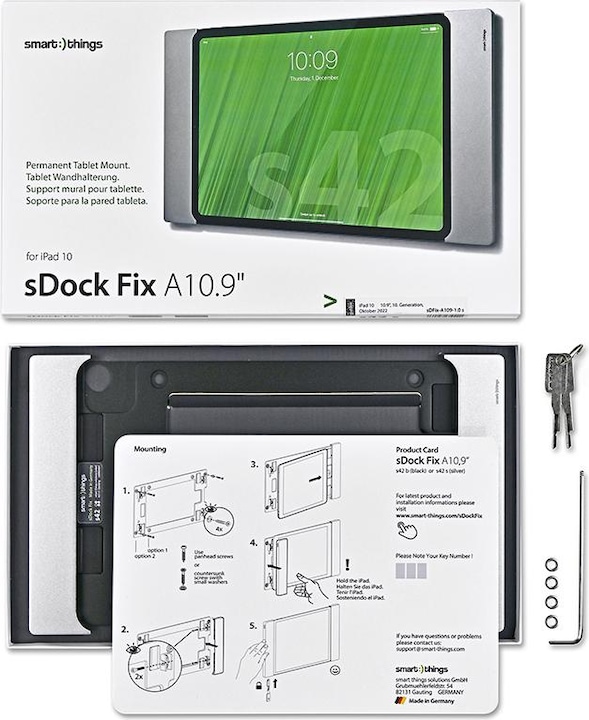 Productafbeelding smart things sDock Fix s53, zilver - 12,4 inch muurbevestiging/oplaadstation voor Galaxy Tab S7+, S7 FE, S8+.