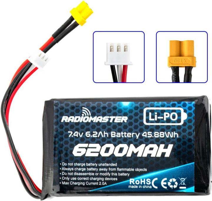 Dronefactory Batterie Lipo RadioMaster 2S 7.4V 6200mAh (7.40 V, 6200 mAh)