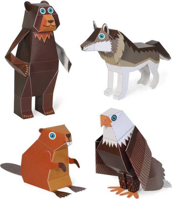Actual product image Pukaca Paper toy set. 4 Woodland animals