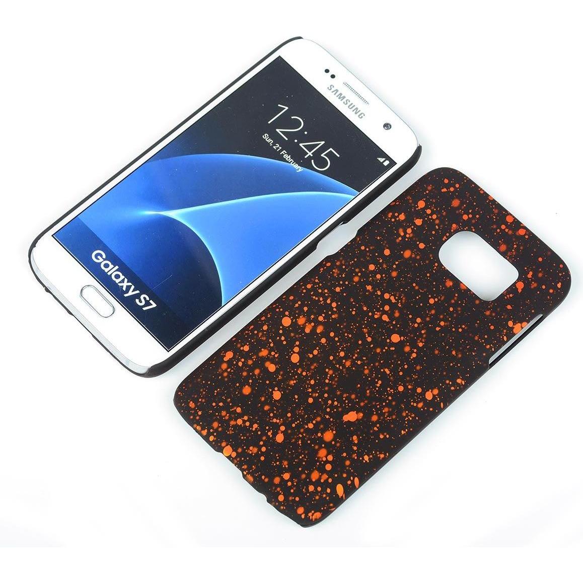 König Design Handy Hülle Schutz Case Bumper Schale für Samsung Galaxy S7 3D Sterne Orange (Samsung Galaxy S7), Smartphon...