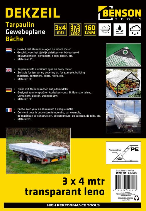 Image du produit Benson Bâche 3 x 4 m transparente leno (3 x 4 m)