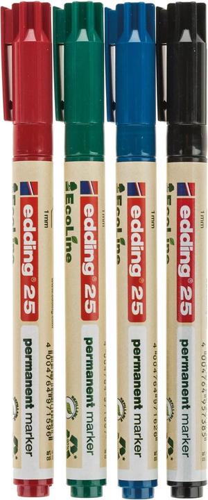 Produktbild Edding 25 E-4 (Blau, Grün, Rot, Schwarz, 1 mm, 4 x)