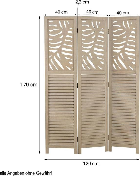 Produktbild Greendeco Room Divider Privacy Screen Paravent 3 Panel Foldable Wooden Screen Sand Beige