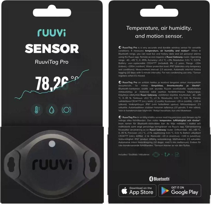 Produktbild Ruuvi RuuviTag Pro Bluetooth Umwelt Sensor 2 in 1 - IP68