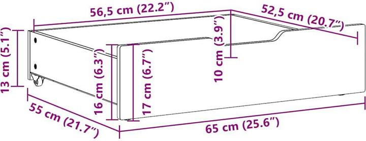 Produktbild vidaXL Bettschubladen (65 x 55 x 16 cm)