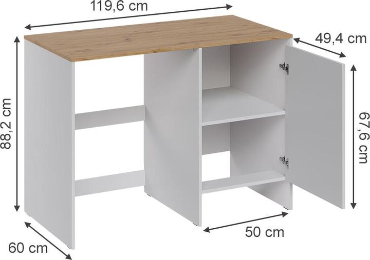 Actual product image Vicco Washing machine cabinet Viktor, White/Artisan oak, 119.6 x 88.2 cm with 1 door