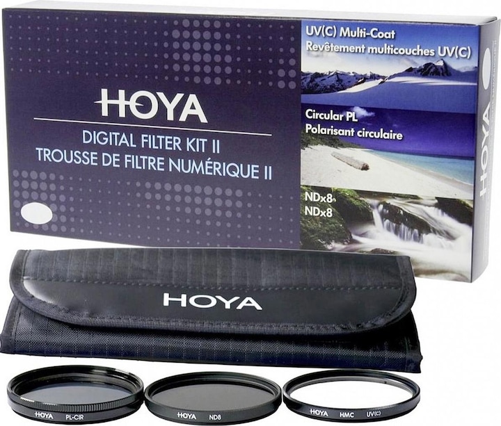 Image du produit Hoya Digital Filter Kit II (UV, CIR-PL & ND8) Filterset (43 mm, Filtre gris neutre, Filtre polarisant, Filtre UV)