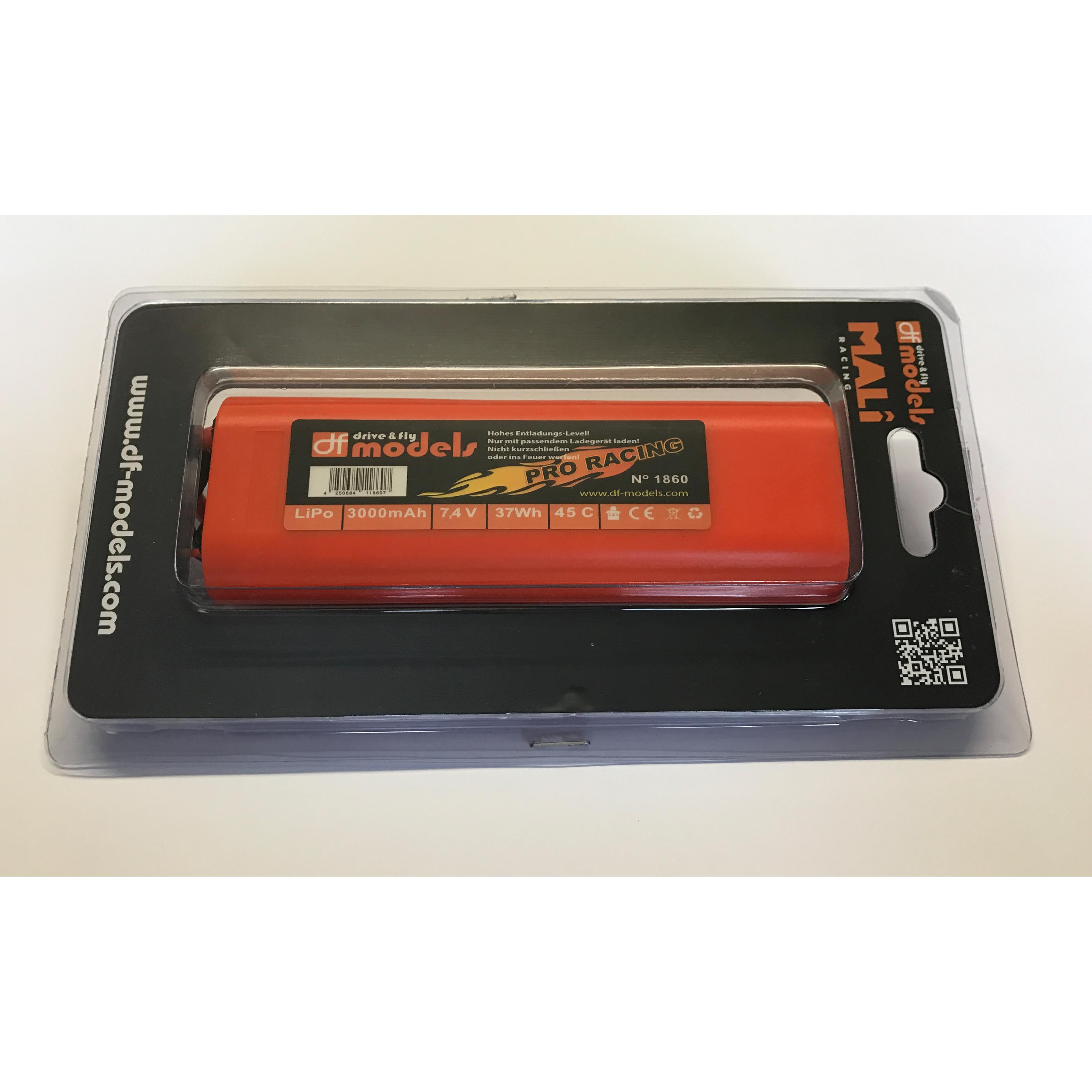 Thumbnail - DF-Models LiPo Pack 2S - 7,4 Volt - 3000mAh, 45C - rund (7.40 V, 3000 mAh)