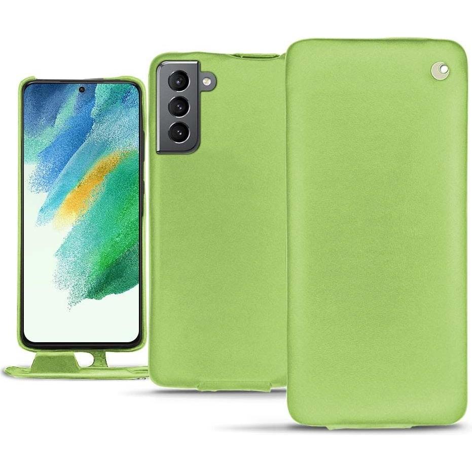 Noreve Lederschutzhülle vertikal (Samsung Galaxy S21 FE), Smartphone Hülle, Grün