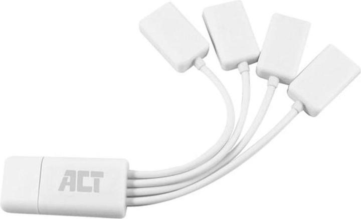 ACT USB Hub 2.0, 4x USB-A, flexible, white (USB-A, 4 Ports)