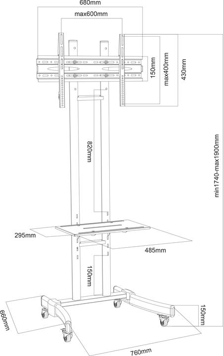 Actual product image VCM TV stand stand aluminum glass B-MS 190 (69.69", 30 kg)