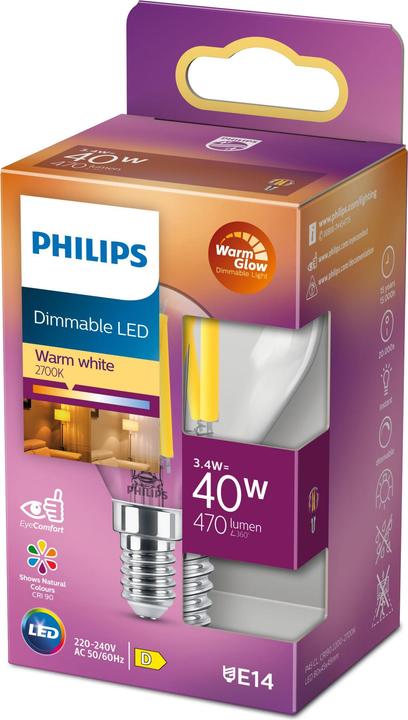 Produktbild Philips LED EyeComfort (E14, 3.40 W, 470 lm, 1 x, D)
