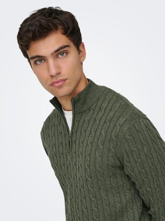 Produktbild Only & Sons Onsloui Reg 12 Cabel Half Zip Knit Noos (XXL)