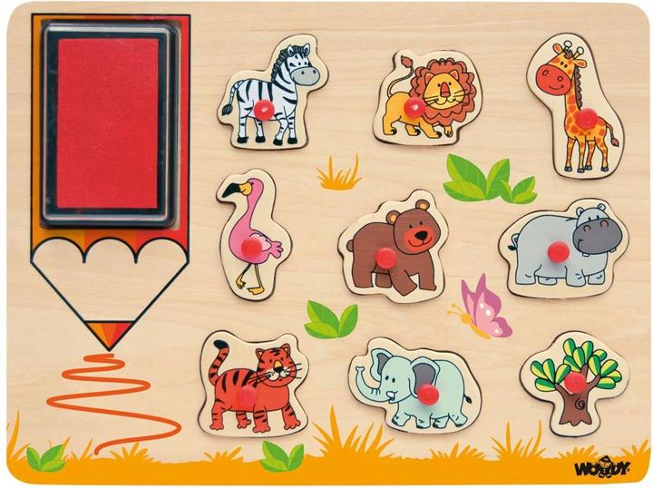 Actual product image Woodyland Wooden stamp - African animals