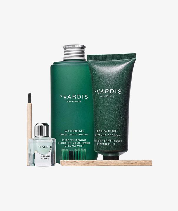 Actual product image vVardis Gift Set Strong Mint 1x ALETSCH 1x EDELWEISS 1x WEISSBAD 1x Wooden Toothbrush (1 x)
