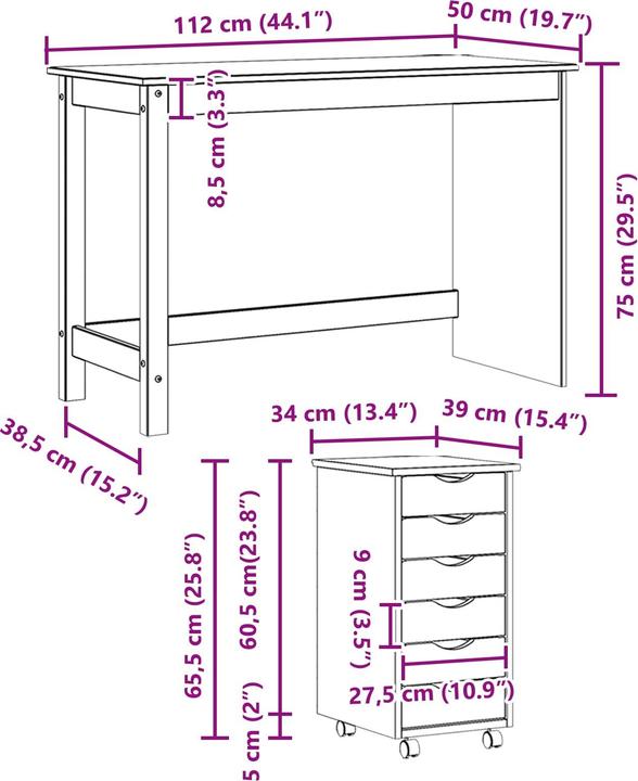 Produktbild vidaXL Schreibtisch