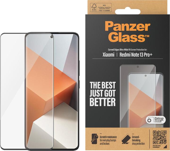 Produktbild PanzerGlass Screen Protector Xiaomi Redmi Note 13 Pro+ | Ultra-Wide Fit (1 Stück, Xiaomi Redmi Note 13 Pro+)