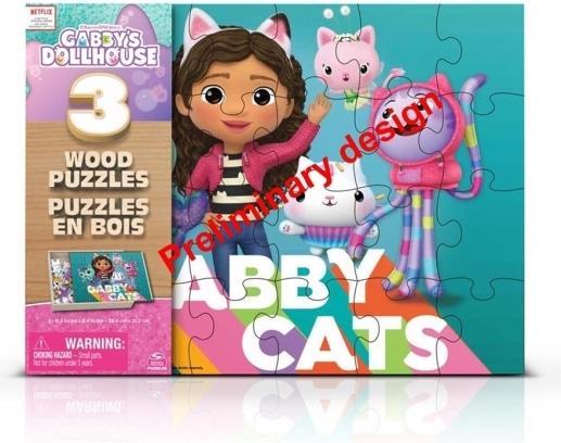 Produktbild Spin Master 3 Holz-Puzzles von Gabby’s Dollhouse, 12-teiliges und 16-teilige Puzzles für Kinder mit Holzbox zur (72 Teile)