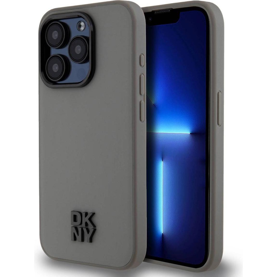 Thumbnail - DKNY PU Leather Stack Logo Magsafe Case for iPhone 15 Pro Max Grey (Apple iPhone 15 Pro Max), Smartphone Hülle, Grau