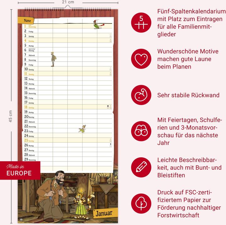 Produktbild Pettersson und Findus Familienplaner 2026 (21 x 45 cm, Harter Einband, Deutsch)