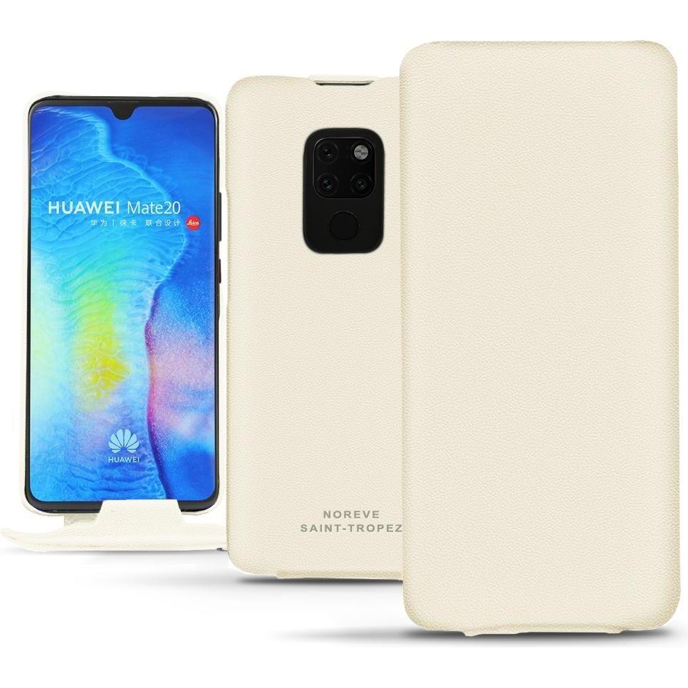 Noreve Lederschutzhülle vertikal (Huawei Mate 20), Smartphone Hülle, Weiss