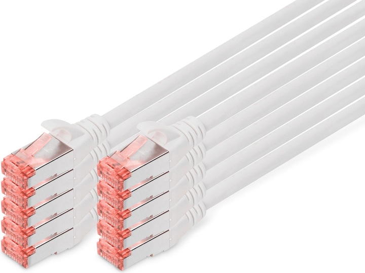 Productafbeelding Digitus CAT 6 S-FTP patchkabel Cu LSZH AWG 27/7 Lang 0,5 m 10 stuks Kleur Grijs (S/FTP, CAT6, 0.50 m)