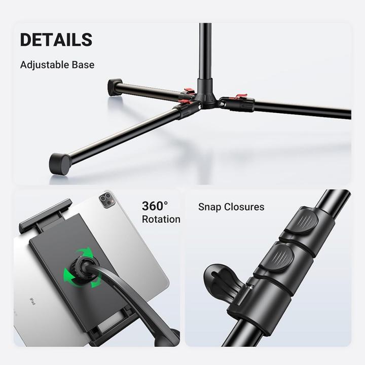 Produktbild Ugreen - Tripod Stand LP585 (15647) - For Phone and Pad, Adjustable 174cm, 4.7-12.9" - Black