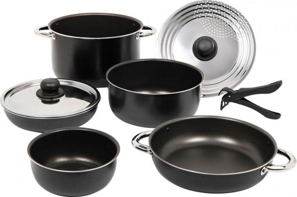 Image du produit Berger Set de casseroles en aluminium empilable noir 9 pcs. (22 cm, Ensemble de casseroles et de poêles de cuisson, Aluminium)