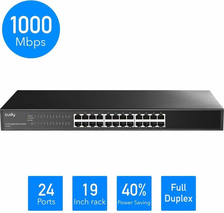 Actual product image Cudy GS1024 network switch Gigabit Ethernet (10/100/1000) Black (24 ports)