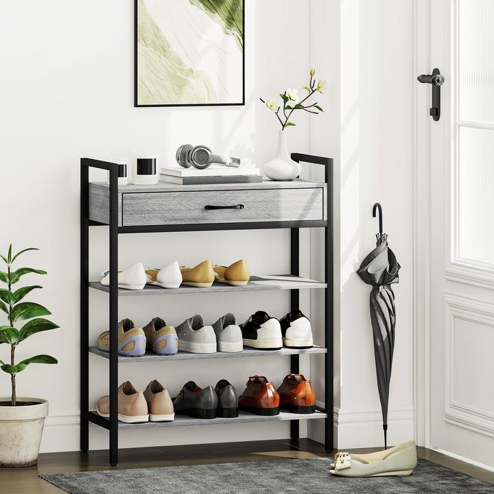 Produktbild Homcom Schuhregal Spanplatte, Metall Grau (30 x 30 x 87.60 cm)