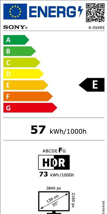 Energie-Label Sony K-55XR5 (55", Bravia 5, Mini-LED, 4K, 2025)