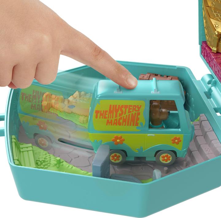 Actual product image Mattel Polly Pocket Micro Dolls and Playset, Scooby Doo Partnership Compact with Scooby and Velma, Toy Car