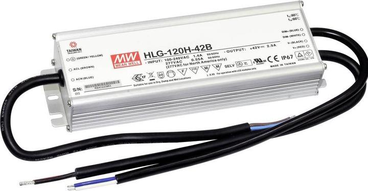 Immagine prodotto MeanWell MEAN WELL HLG-120H-36B, 120 W, IP20, 90 - 305 V, 36 V, 68 mm, 220 mm