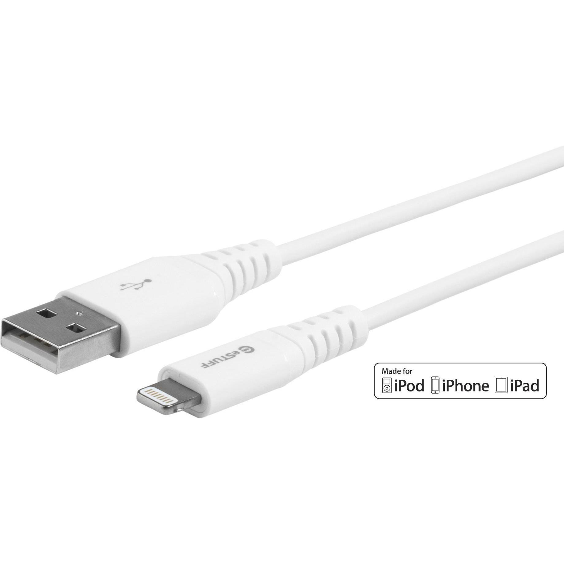 eSTUFF Lightning Cable MFI 3m Whit (3 m, USB 2.0), USB Kabel