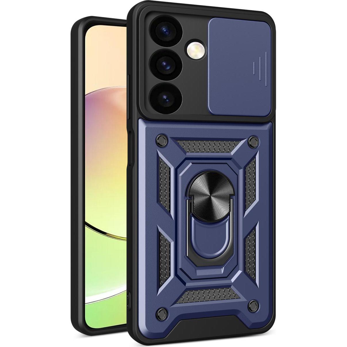 Hurtel Hybrid Armor Camshield armored case for Samsung Galaxy A15 with camera cover - blue (Samsung Galaxy A15), Smartph...